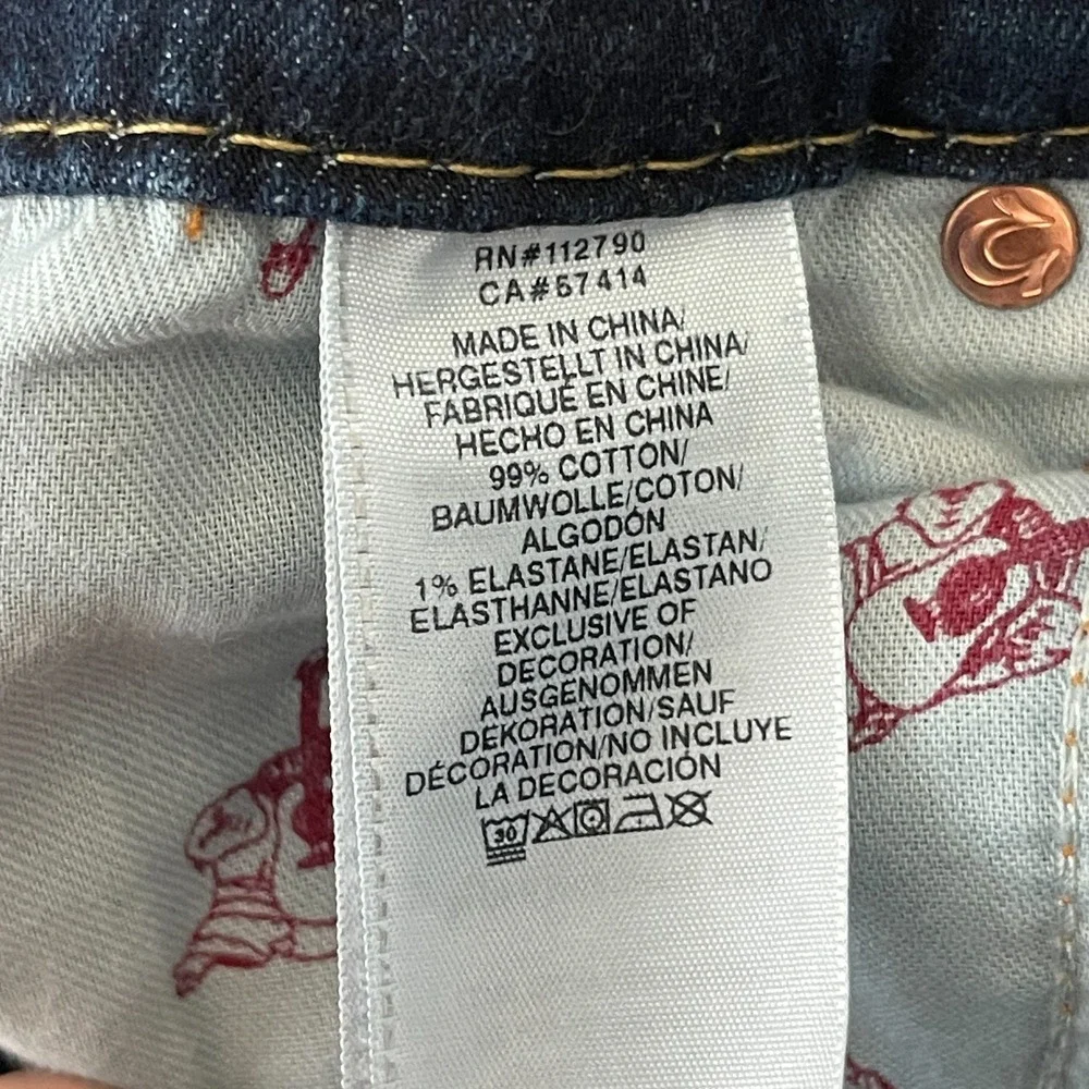 True Religion Geno Relaxed Slim Jeans Mens 31x32 Dark Wash Faded Denim